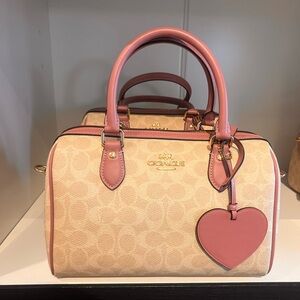 NWT Coach Rowan Satchel Bag In Signature Canvas With Heart Charm CDB21